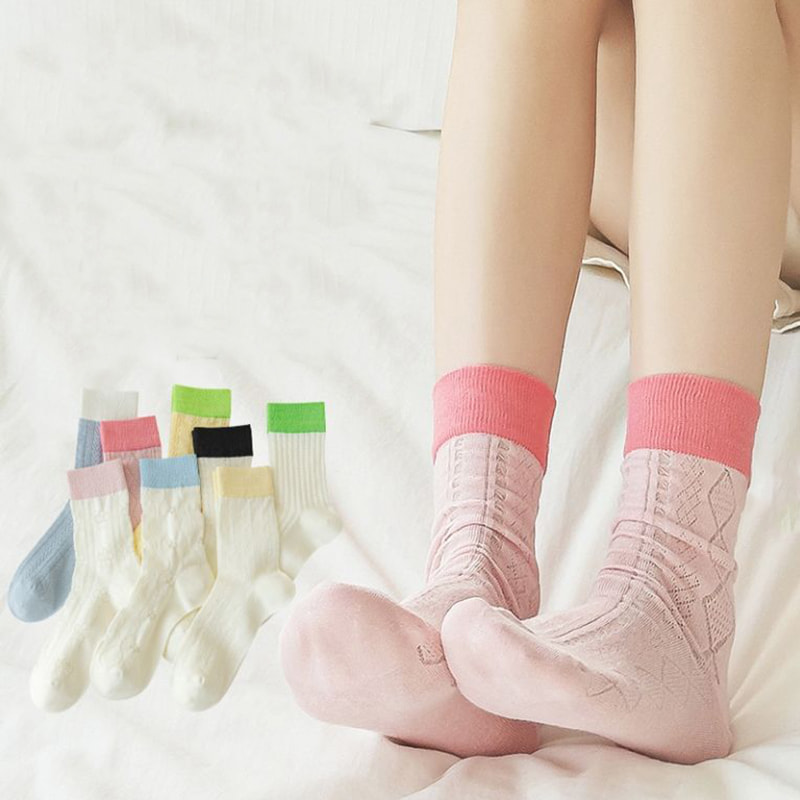 Gyémánt alakú női patchwork nyári üreges háló lélegző közepes cső zokni Gyémánt alakú női patchwork nyári üreges háló lélegző közepes cső zokni